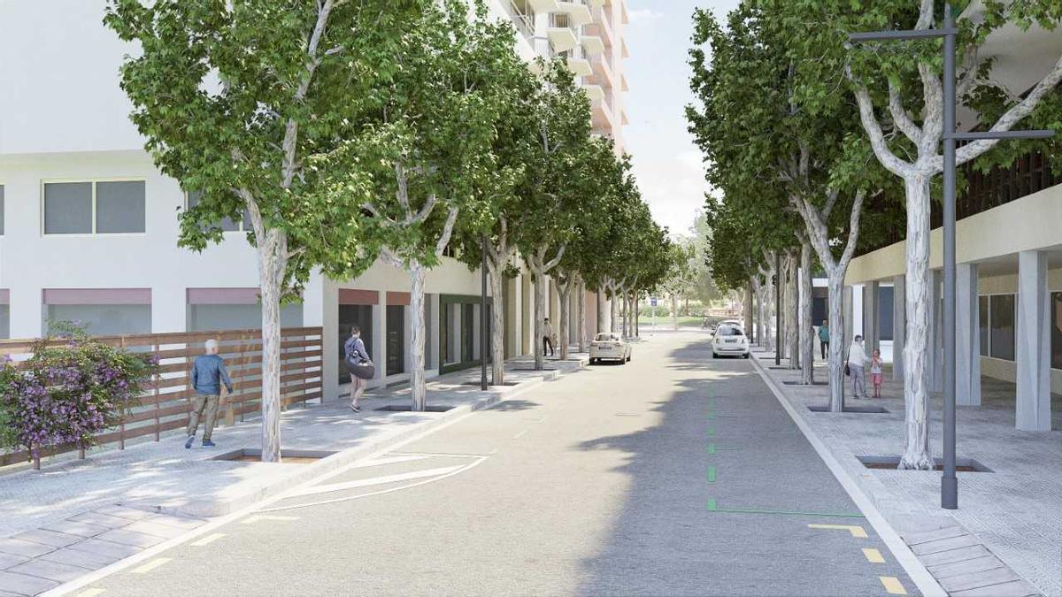 Recreación virtual de la calle Bordeus, de Barcelona, una vez sea reformada.