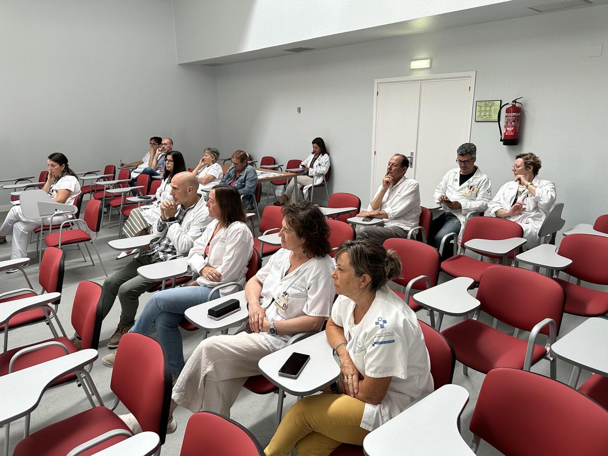 Un momento de la presentación en el salón de actos del hospital comarcal de Jarrio.