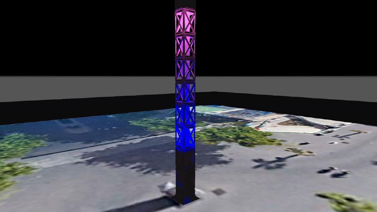 Recreación de una columna "Andrea" con iluminación de eficiencia energética.