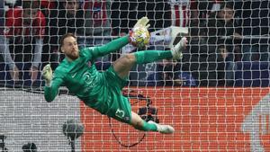 Oblak en el partido ante el Inter