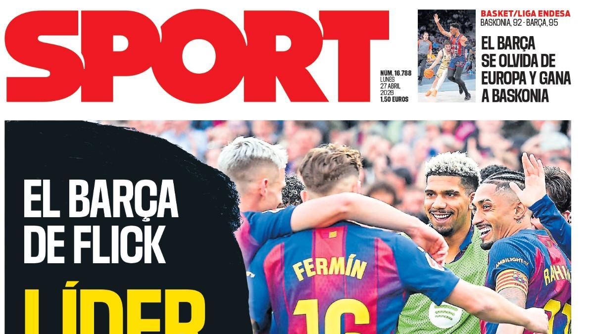 Esta es la portada de SPORT de hoy, lunes 27 de abril