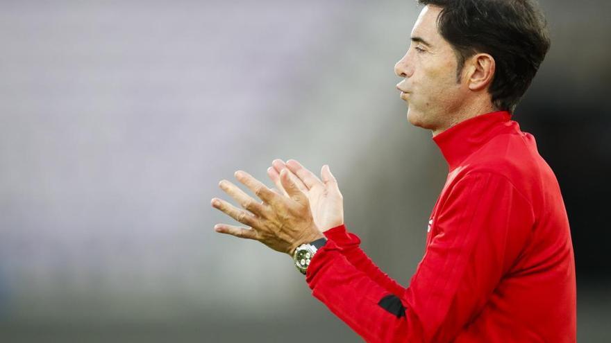 Marcelino García, en el primer amistoso de pretemporada.