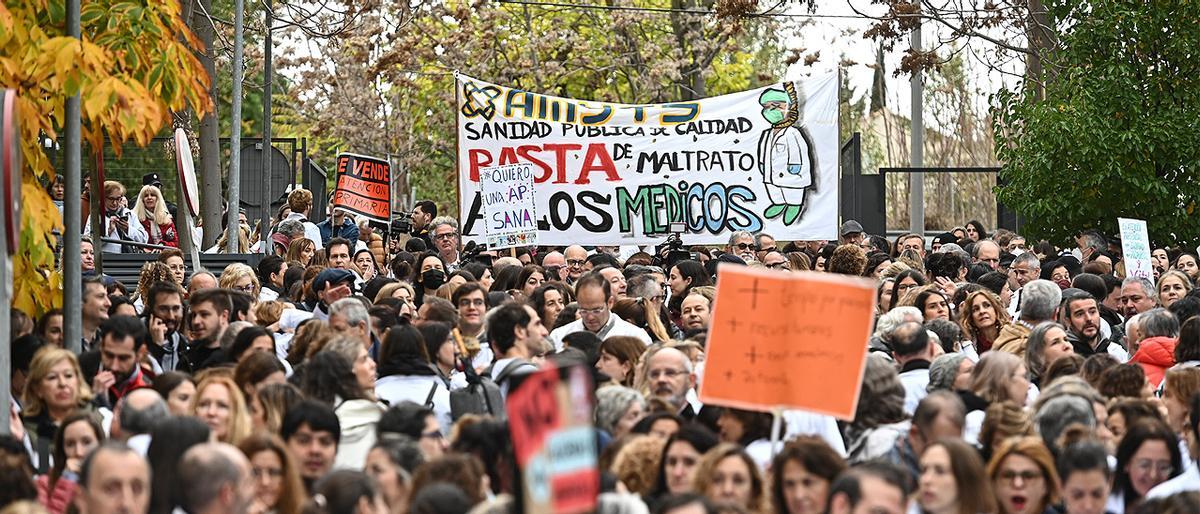 Una protesta de médicos en Madrid.