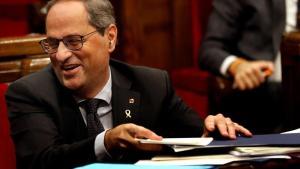 Quim Torra, al finalizar al última sesión de control del año en el Parlament.