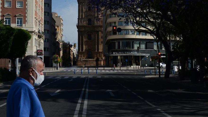 Calles del centro de Málaga durante la fase 0 de la desescalada.