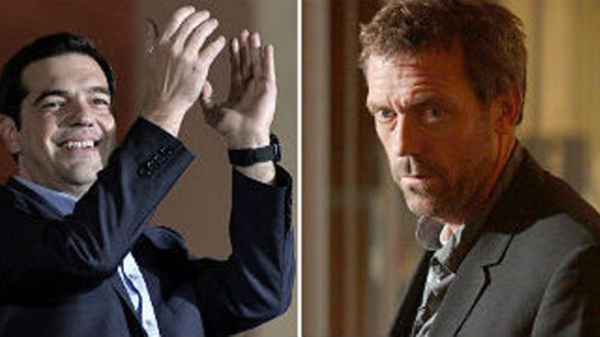 Alexis Tsipras, tras la victoria de Syriza, y Hugh Laurie, en su papel de 'House'.