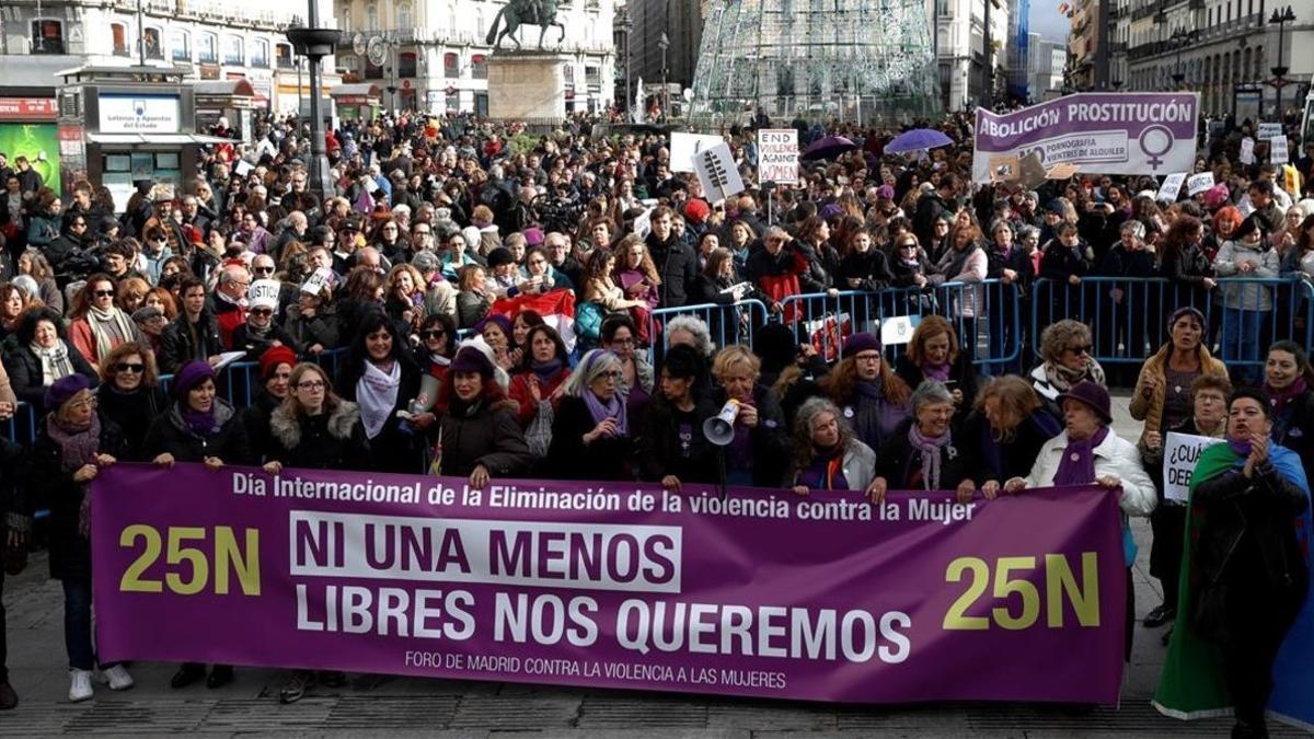 Concentración contra la violencia machista en Madrid