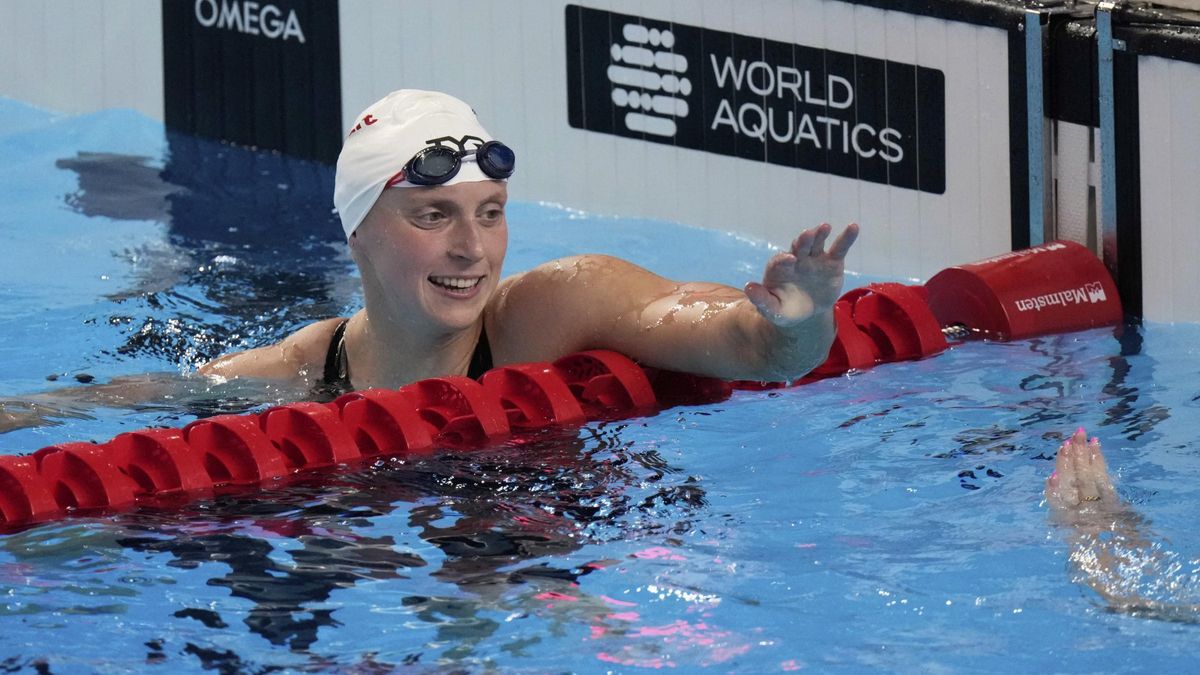 Katie Ledecky. tras su victoria en los 800 metros libres en el Mundial de Singapur