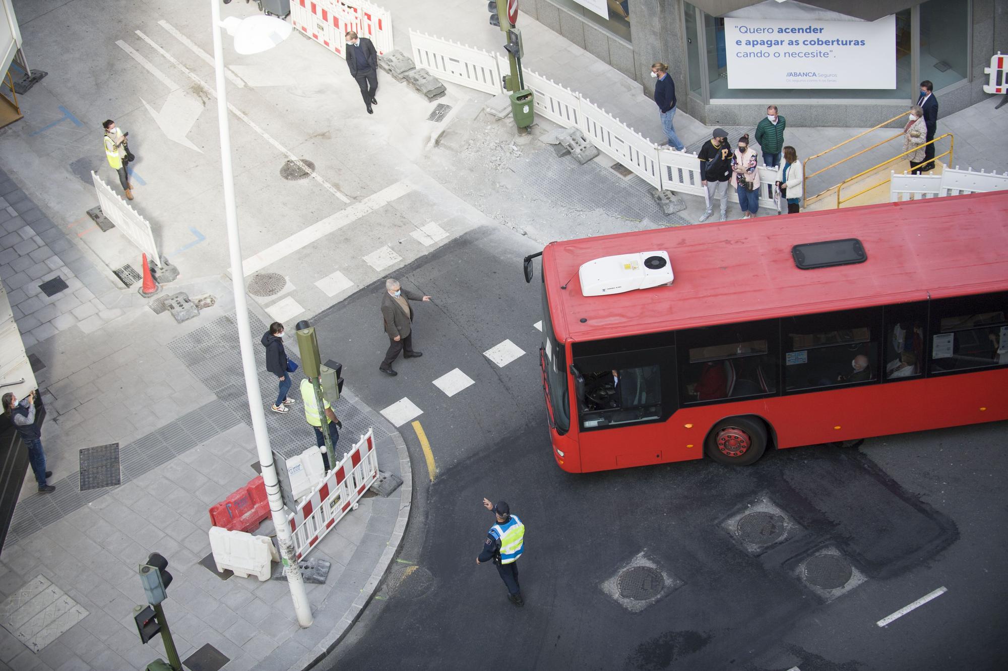 Corrección en Juan Flórez para facilitar el giro del bus