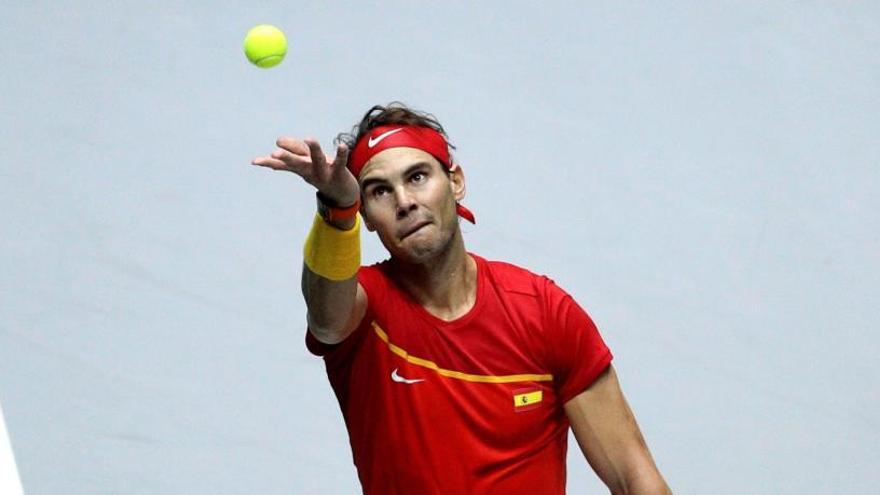 Rafa Nadal durante un partido de la Davis.