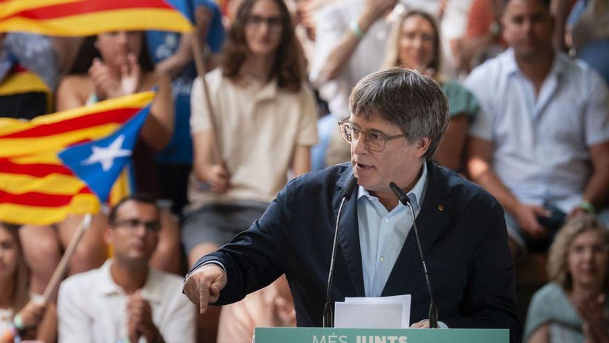 Carles Puigdemont, durant l’acte celebrat a Prats de Molló.