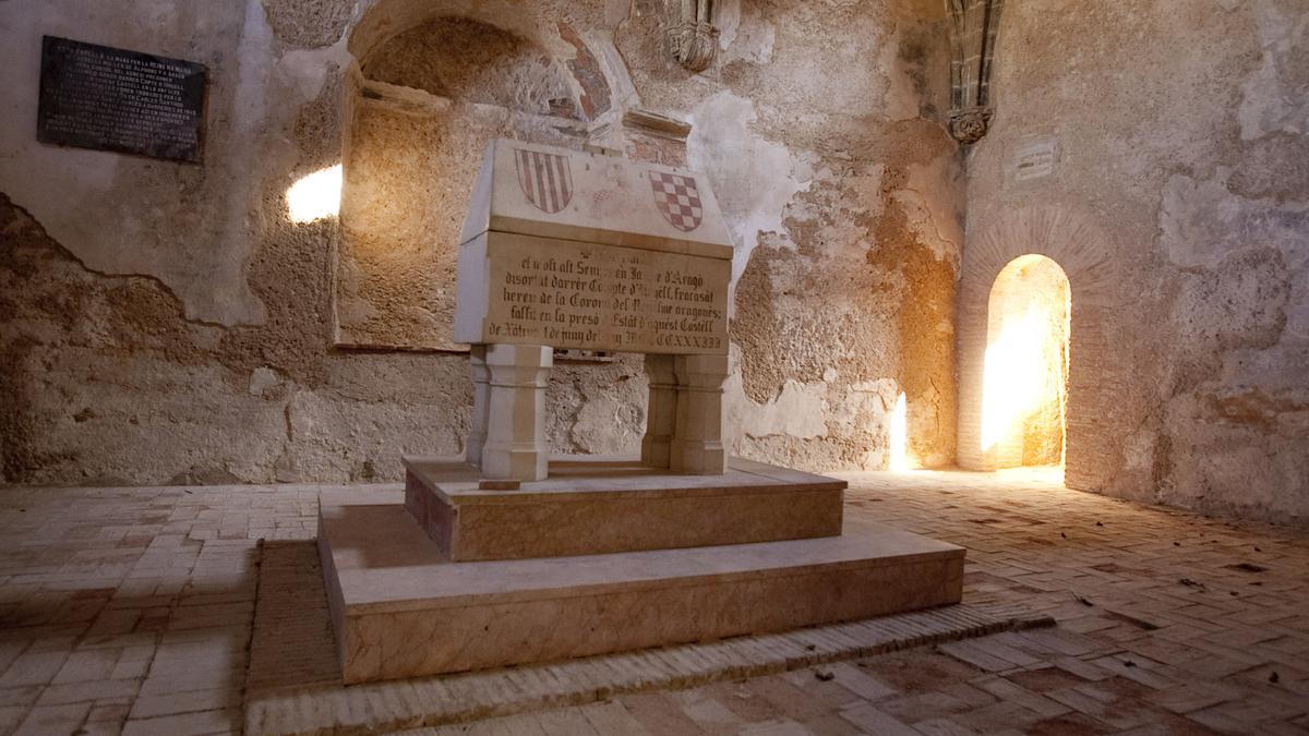 Capilla de Santa María con los supuestos restos de Jaume d’Urgell, en el Castell de Xàtiva.