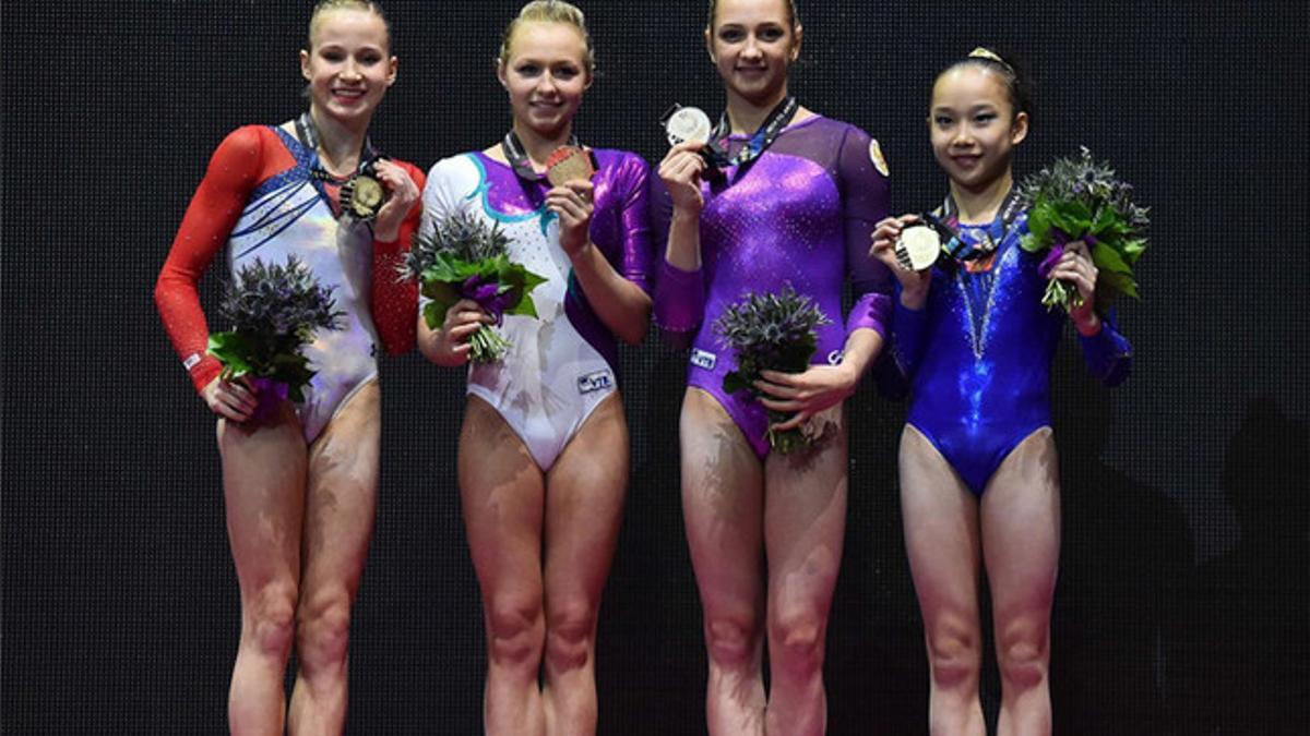 Madison Kocian, Daria Spiridonova, Viktoriia Komova y Fan Yilin consiguieron el oro