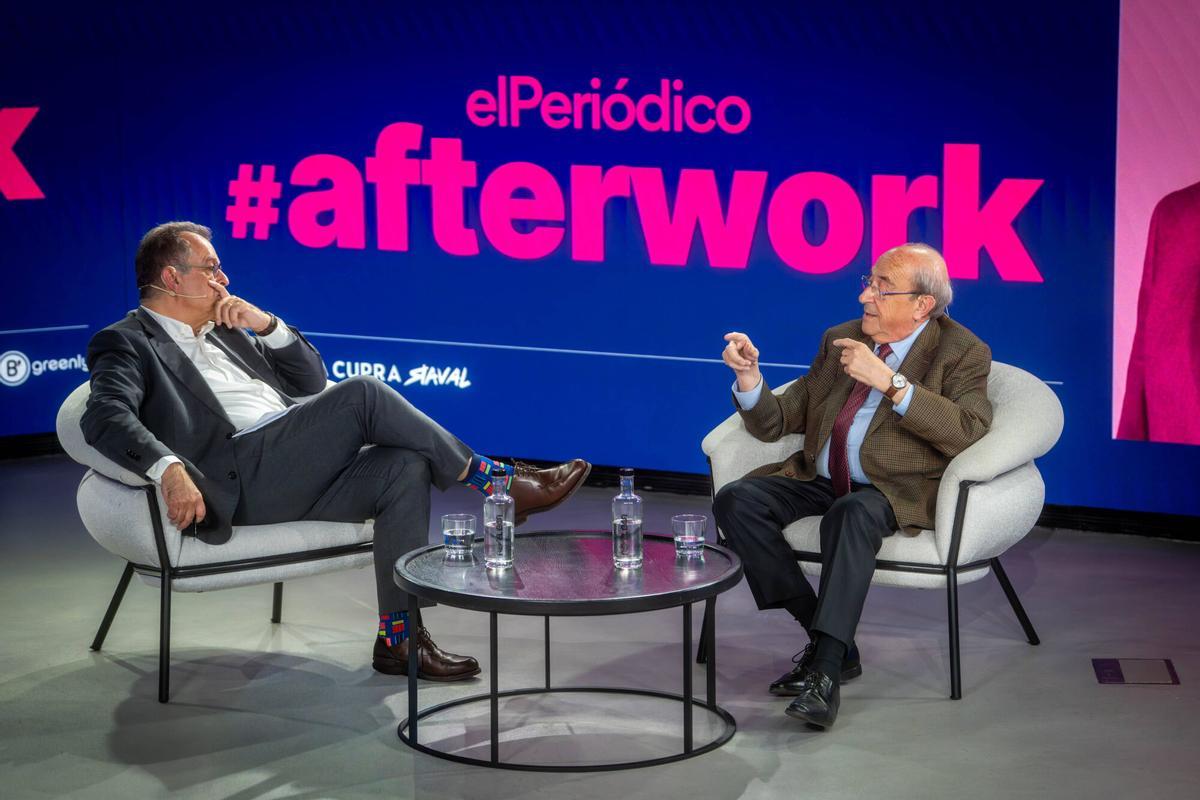 Esteve Camps, president delegat de la Fundació Sagrada Família, i, a la seva esquerra, Albert Sáez, director d’EL PERIÓDICO.