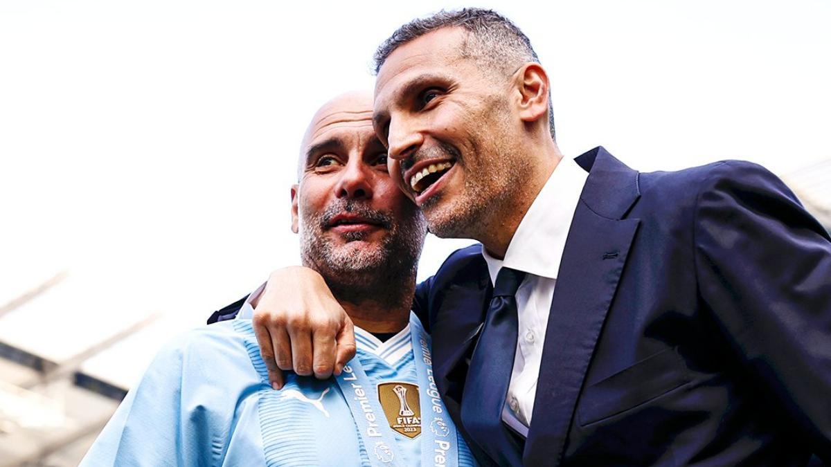 Guardiola, junto a Khaldoon Al Mubarak