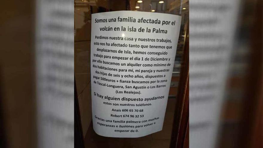 Una familia afectada por el volcán de La Palma piden ayuda y buscan alquilar una casa