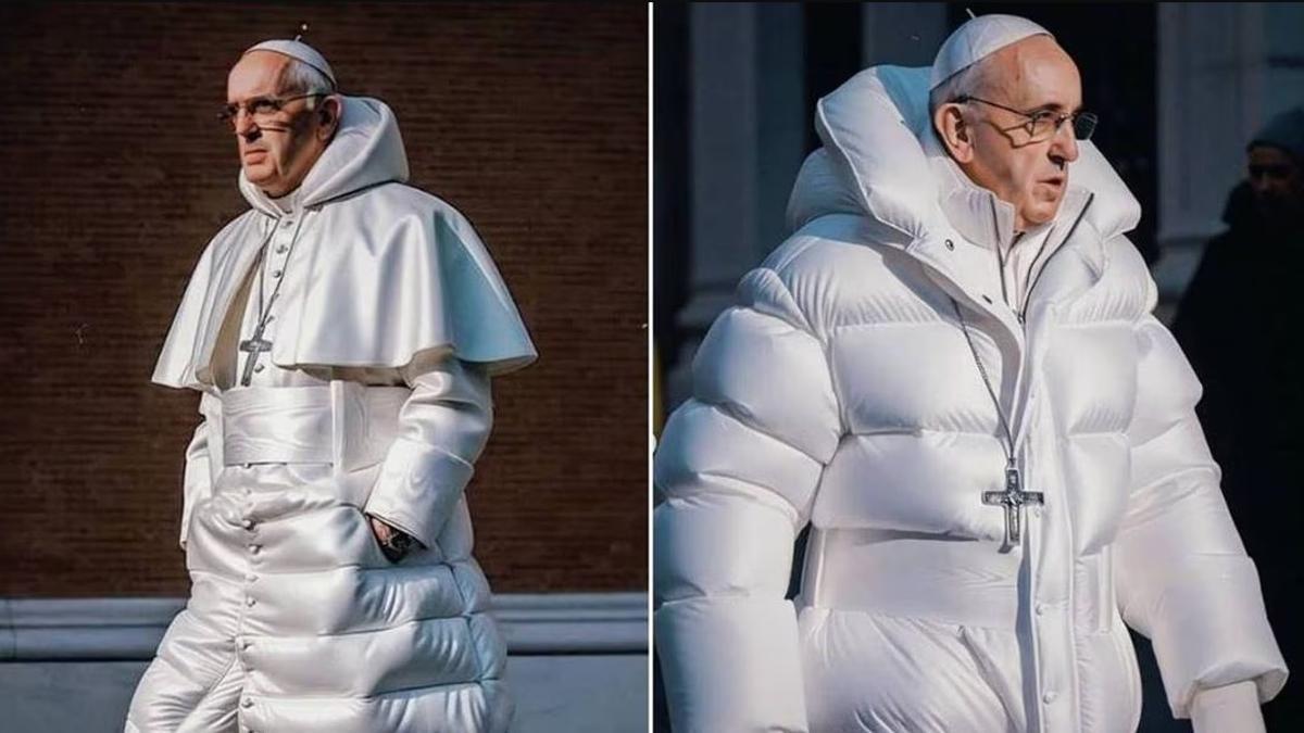 Imagen generada con IA del Papa Francisco vestido a la moda.