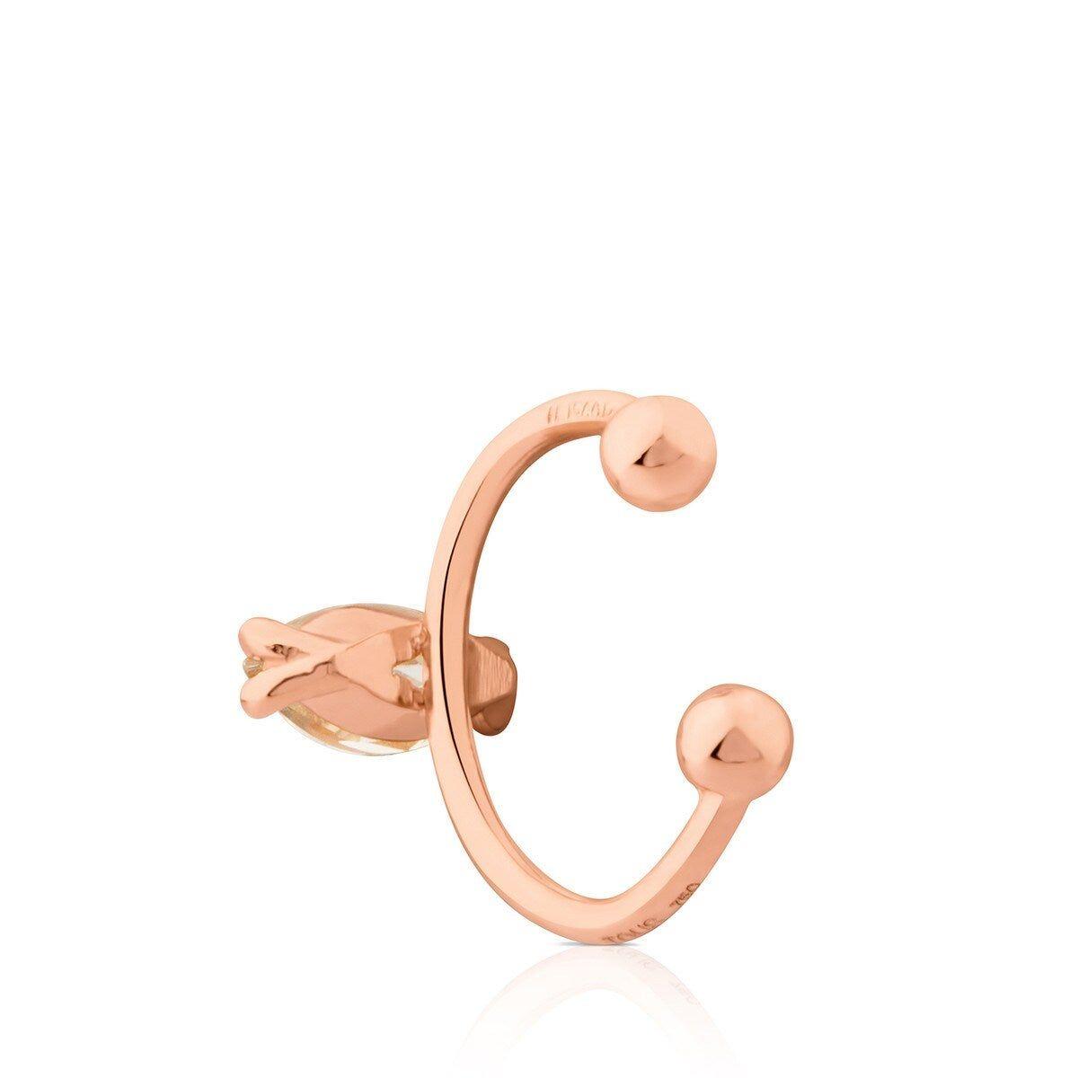 Pendiente Earcuff Eklat de Plata Vermeil rosa con Topacio, de Tous (47 euros)