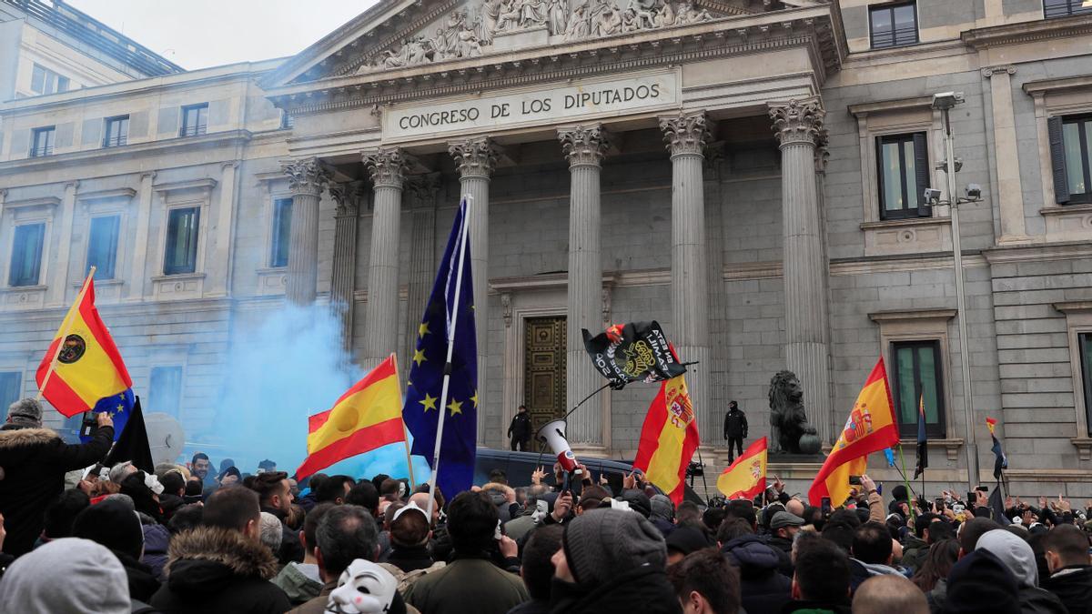 Una protesta de policías y guardias civiles.