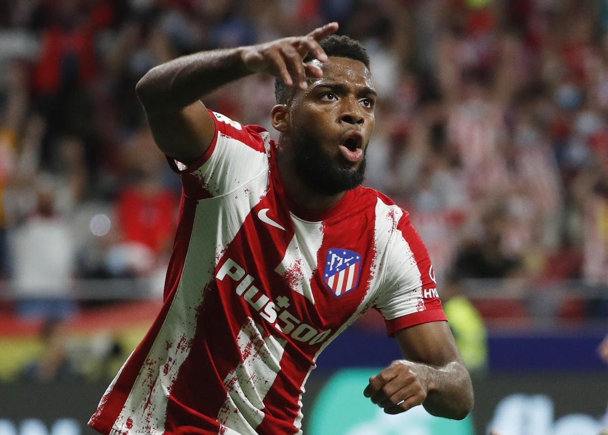 Lemar, en la celebración del gol