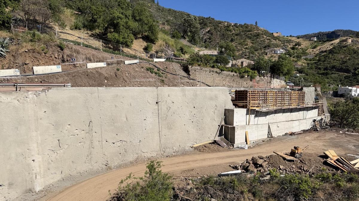 Obras en la carretera de La Culata, en Tejeda.