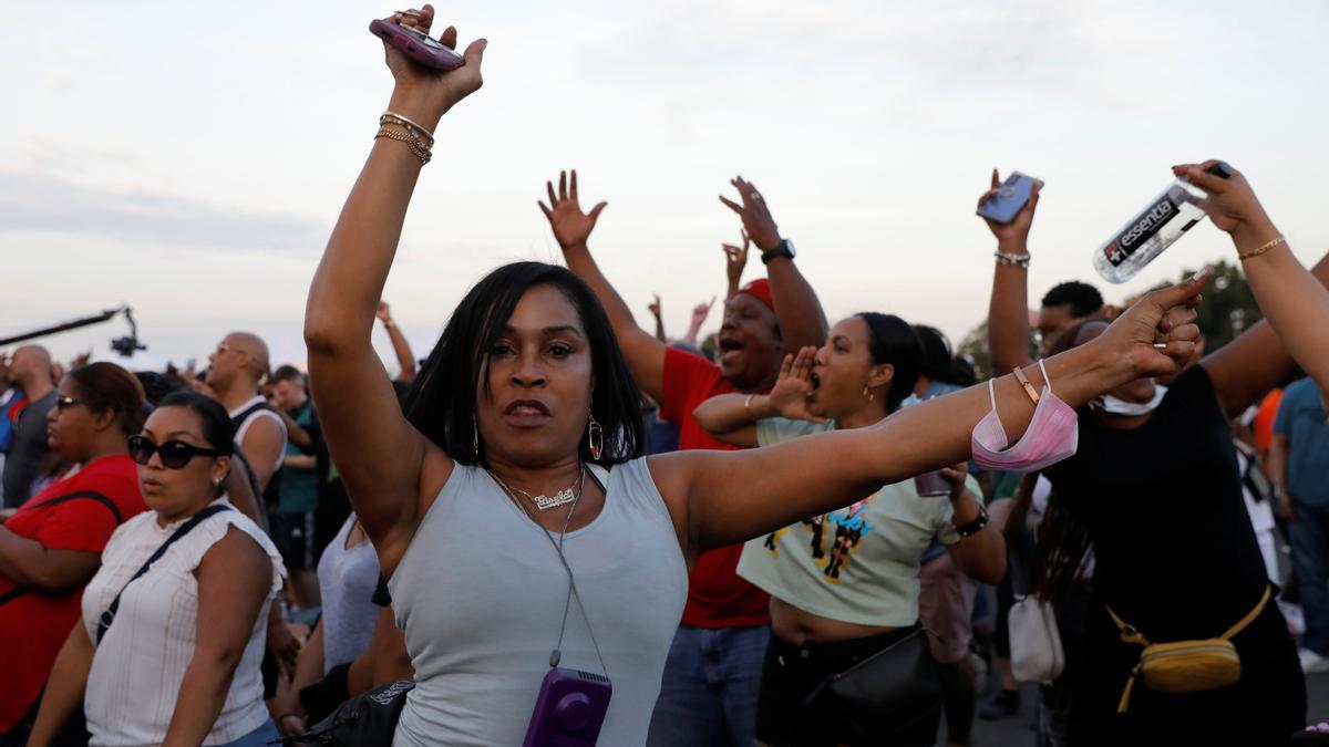 People dance at It’s Time for Hip Hop in NYC, part of the NYC Homecoming Week concerts, in the Bronx, New York City