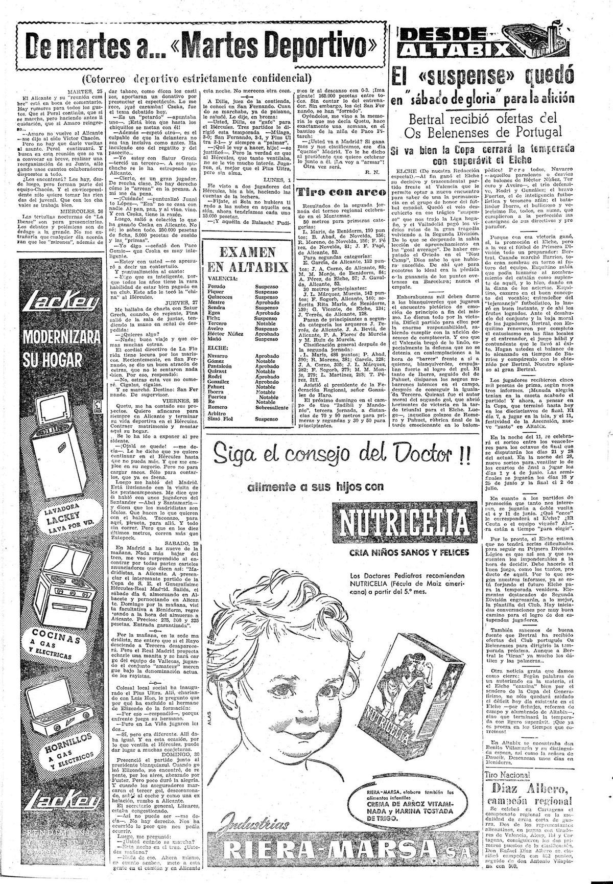 La permanencia del Elche en 1961, en INFORMACIÓN