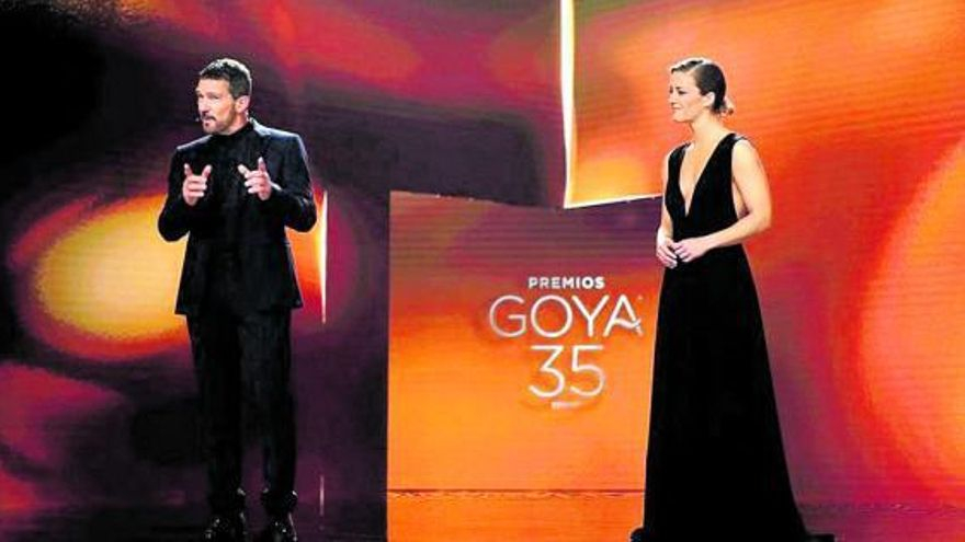 Antonio Banderas y María Casado, durante la última gala de los Goya.