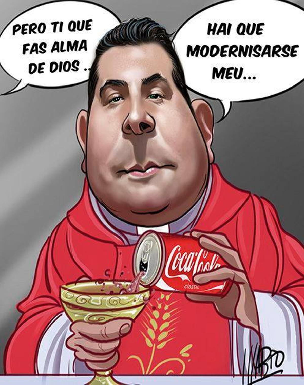 Caricatura del propio Juan Ventura elaborad por el artista grovense Mario Rodríguez.