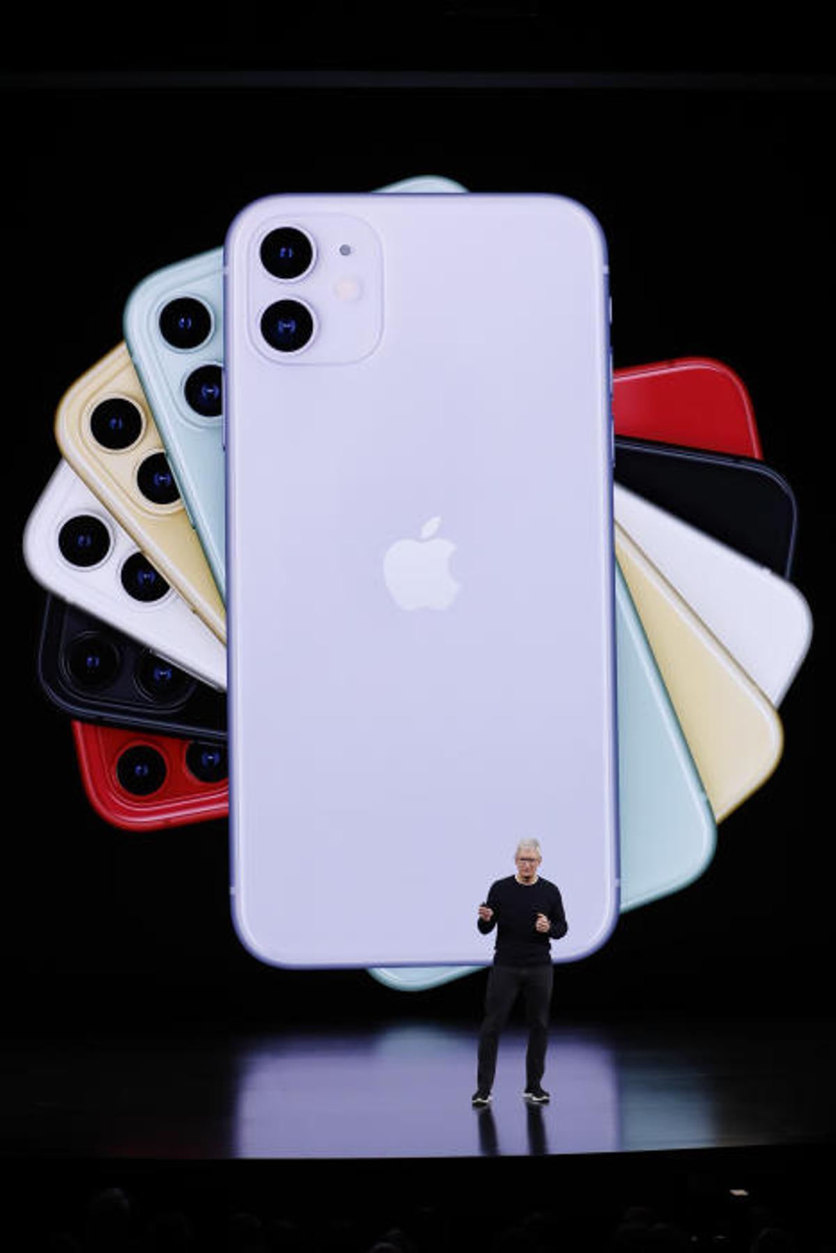 CEO Tim Cook presents the new iPhone 11 at an ...