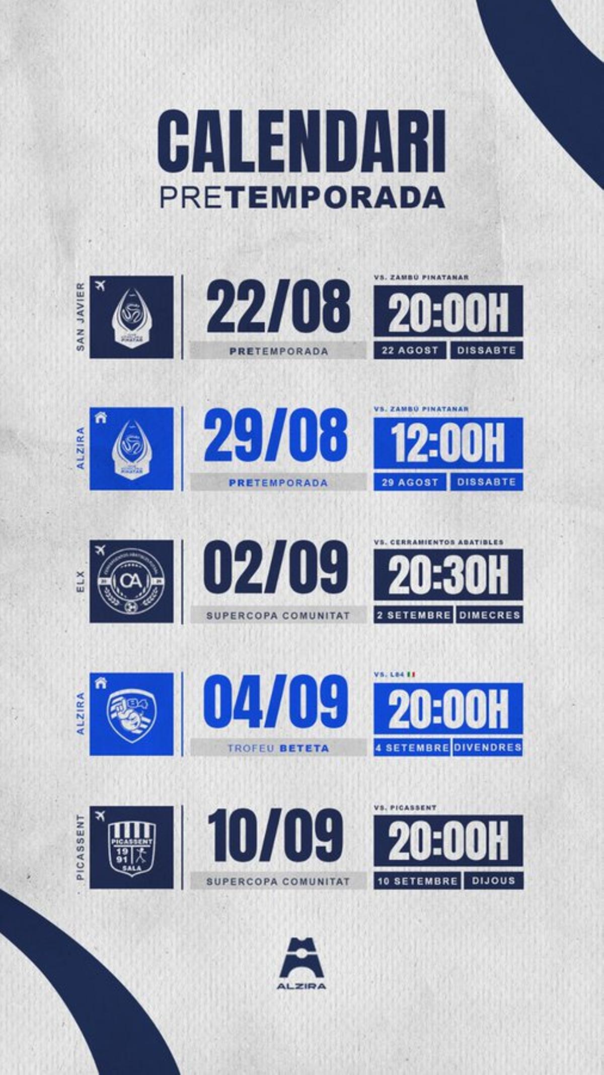 Calendario de pretemporada