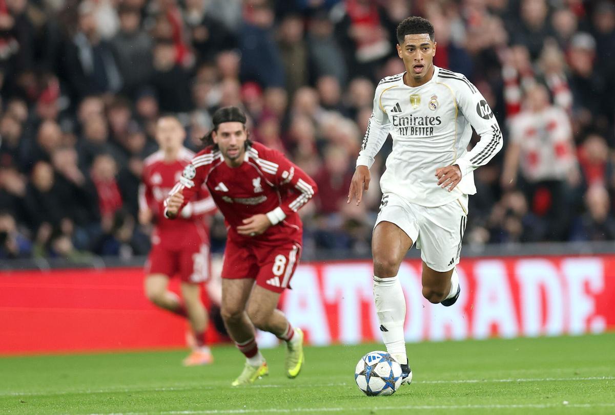 Jude Bellingham, durante el partido de Champions entre Liverpool y Real Madrid