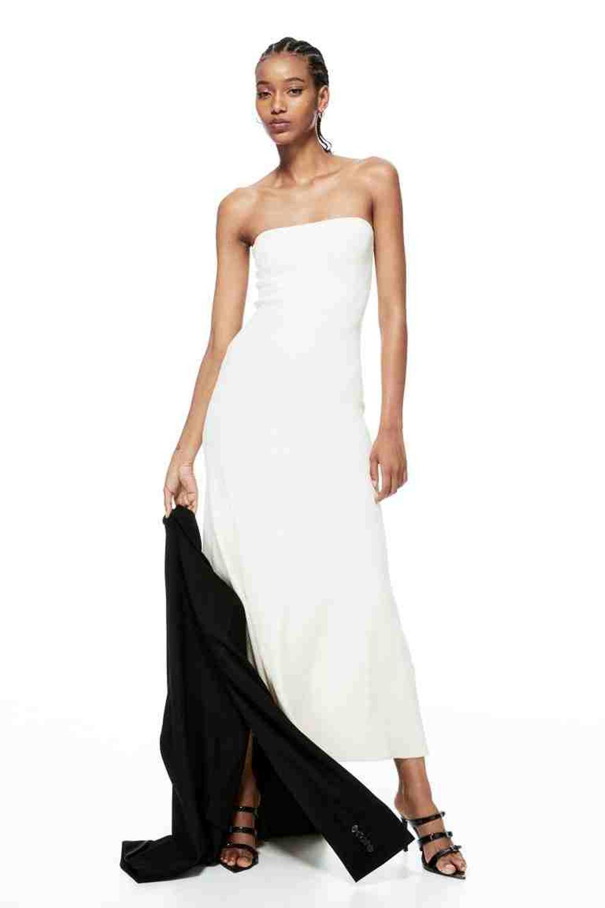 Vestido bandeau en punto de canalé