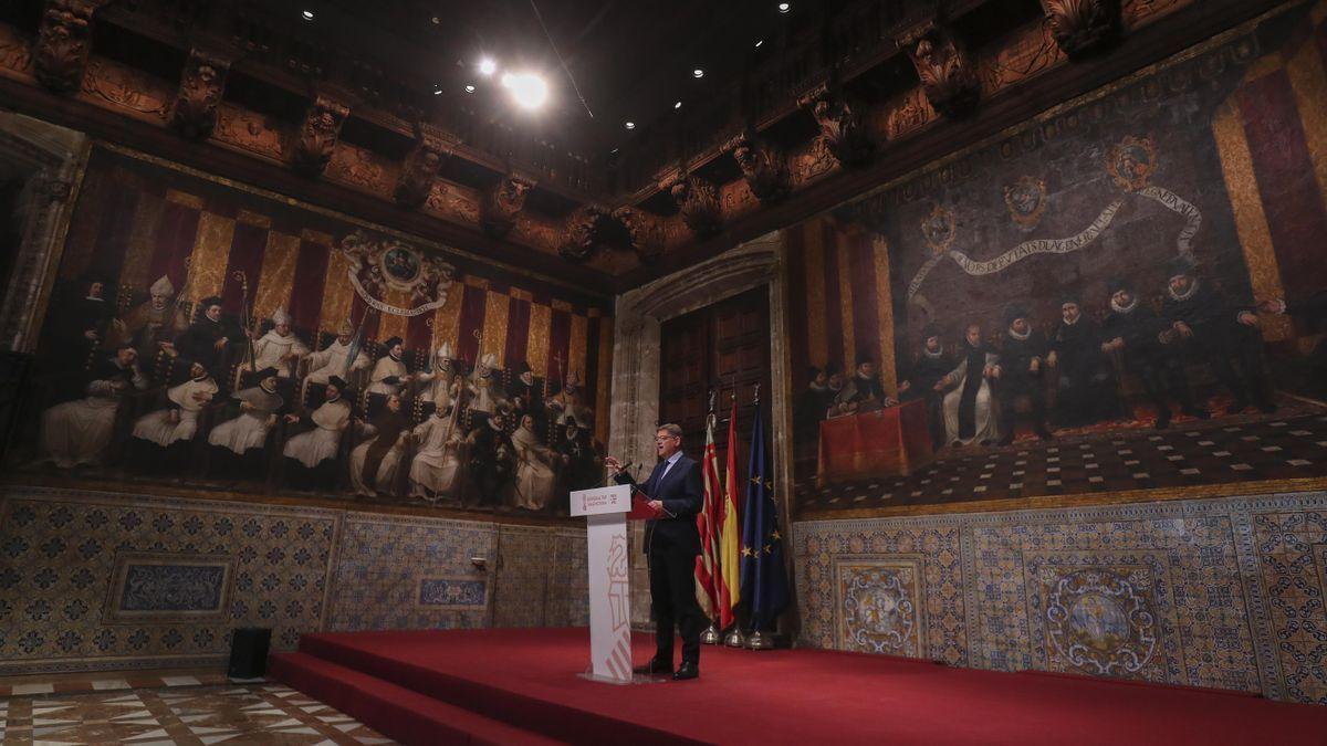 El president Puig esta mañana al anunciar los cambios en su Consell