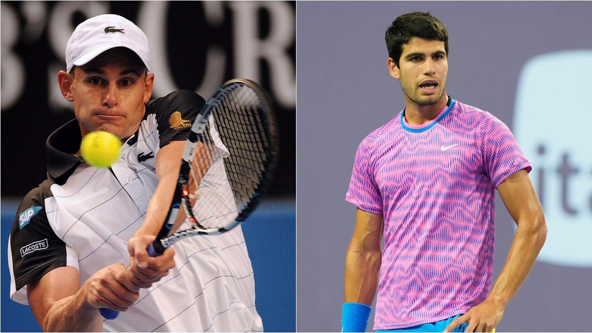 Andy Roddick, a la izquierda de la fotografía, y Carlos Alcaraz, a la derecha