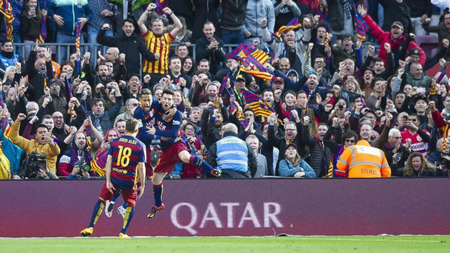 Messi, Neymar i Jordi Alba celebren un gol.