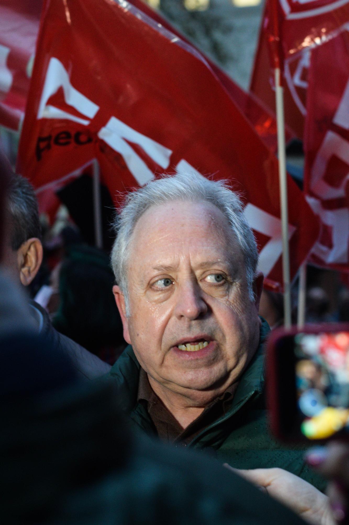 Antonio Jiménez, de UGT, esta tarde.