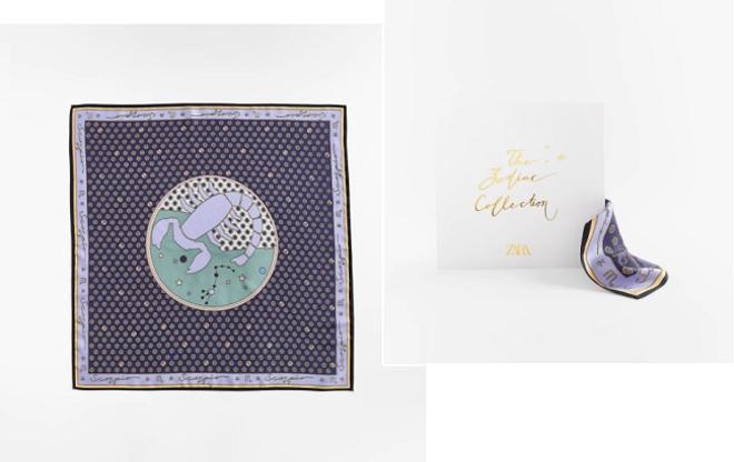 The Zodiac Collection: pañuelo de seda estampado con el signo del horóscopo Escorpio, de Zara