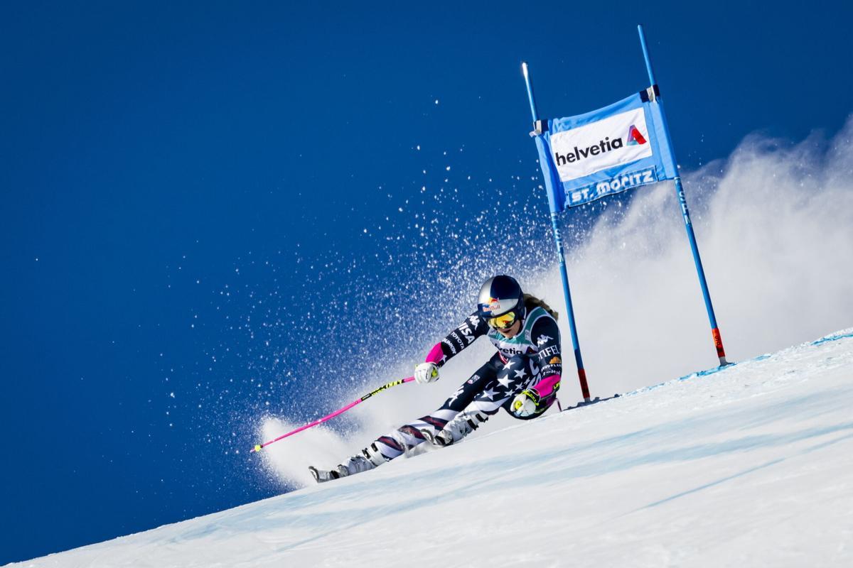 La estadounidense Lindsey Vonn, en el descenso de St. Moritz