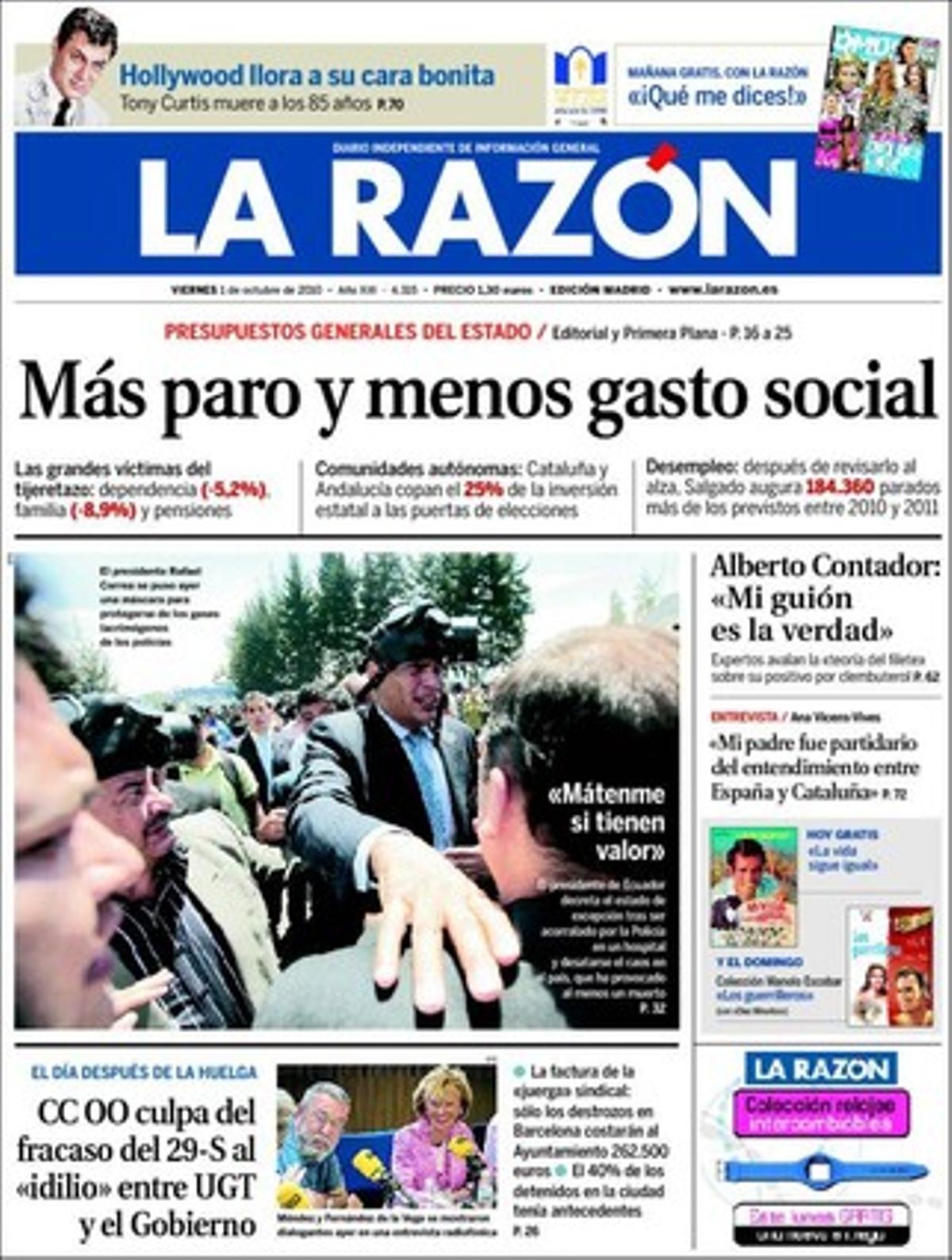 ’La Razón’ destaca que el 2009 va augmentar un 10% el nombre de menors de 18 anys condemnats en ferm a Espanya, que sumen 17.572 i que tres de cada quatre tenen nacionalitat espanyola.