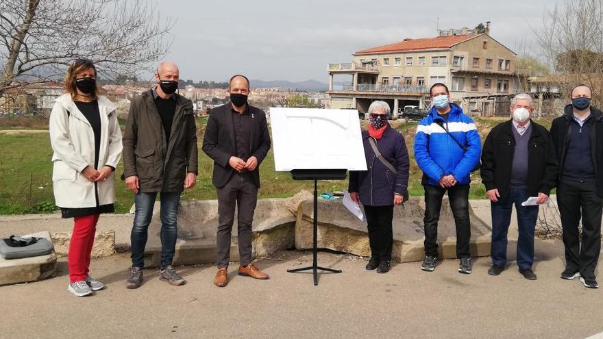 Participants en la roda de premsa d&#039;aquest migdia: d&#039;esquerra a dreta, Masgrau, López, Aloy, Hosta, Casas, Montero i Padró