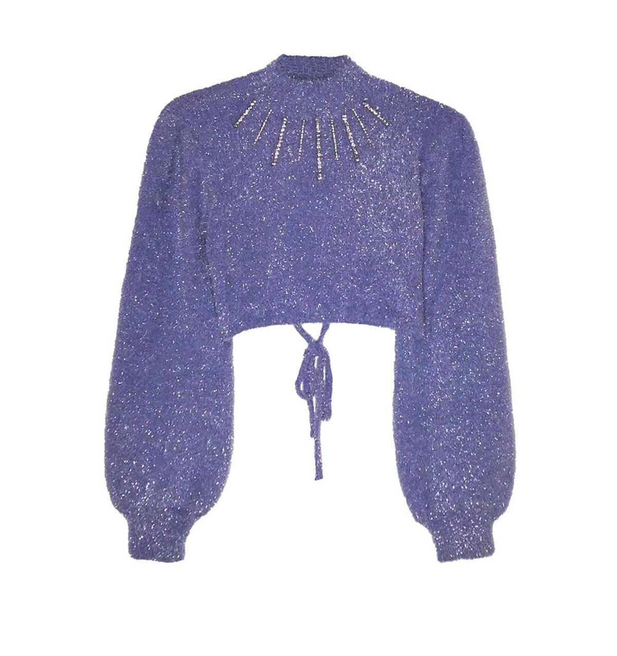 Jersey cropped pelo strass seleccionado por Jessica Goicoechea para Bershka. (Precio: 29,99 euros)