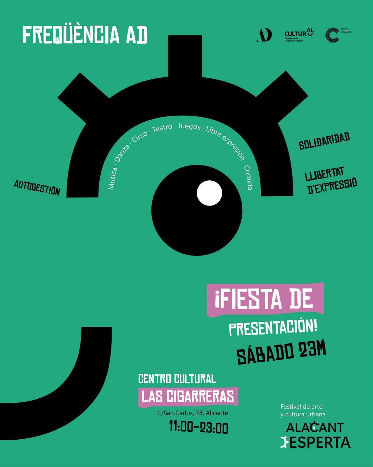 Cartel promocional de la fiesta de presentación de Alacant Desperta