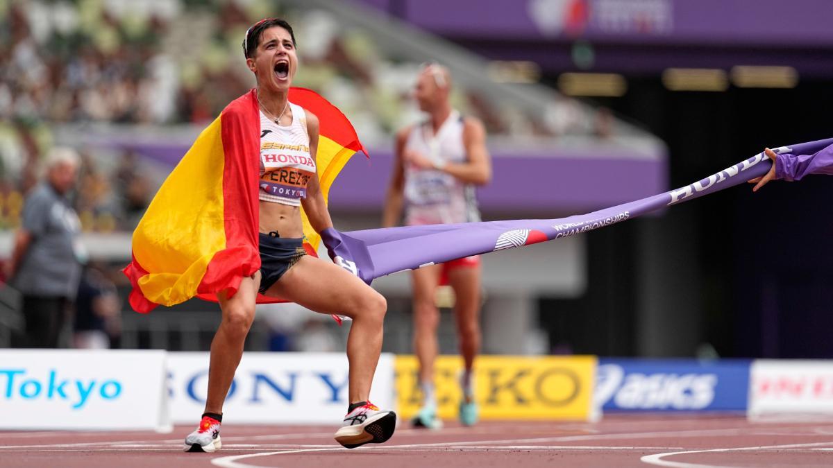 María Pérez, en pleno éxtasis tras su victoria