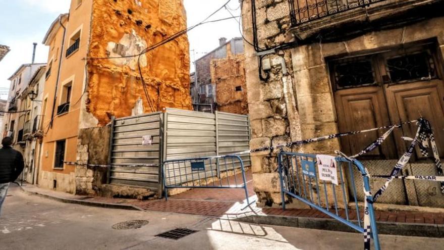 Lugar en el que se ha producido el derrumbe en el casco antiguo de Cocentaina