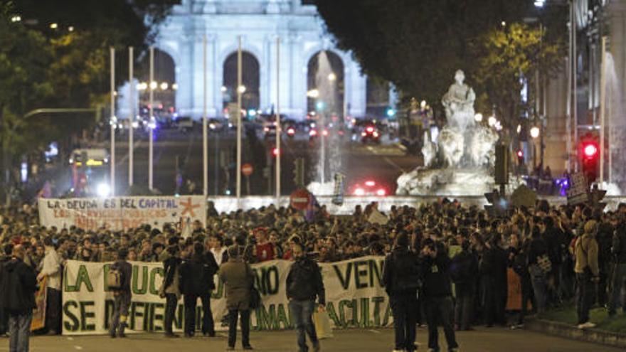 Manifestación, en los aledaños de la Plaza de Cibeles.