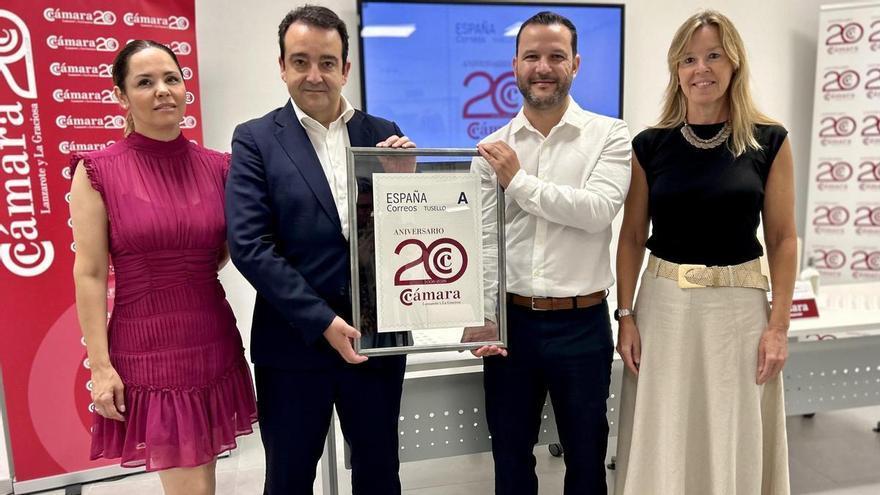 La Cámara de Comercio de Lanzarote y La Graciosa celebra su 20 aniversario con un sello oficial de Correos