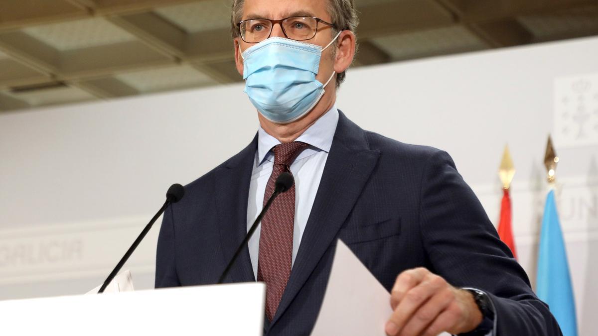 Alberto Núñez Feijoó, durante la rueda de prensa de este miércoles.