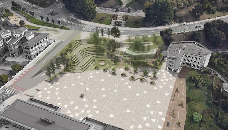 Infografías que recrean cómo quedará la nueva Praza do Rei después de la transformación que acometerá el Concello