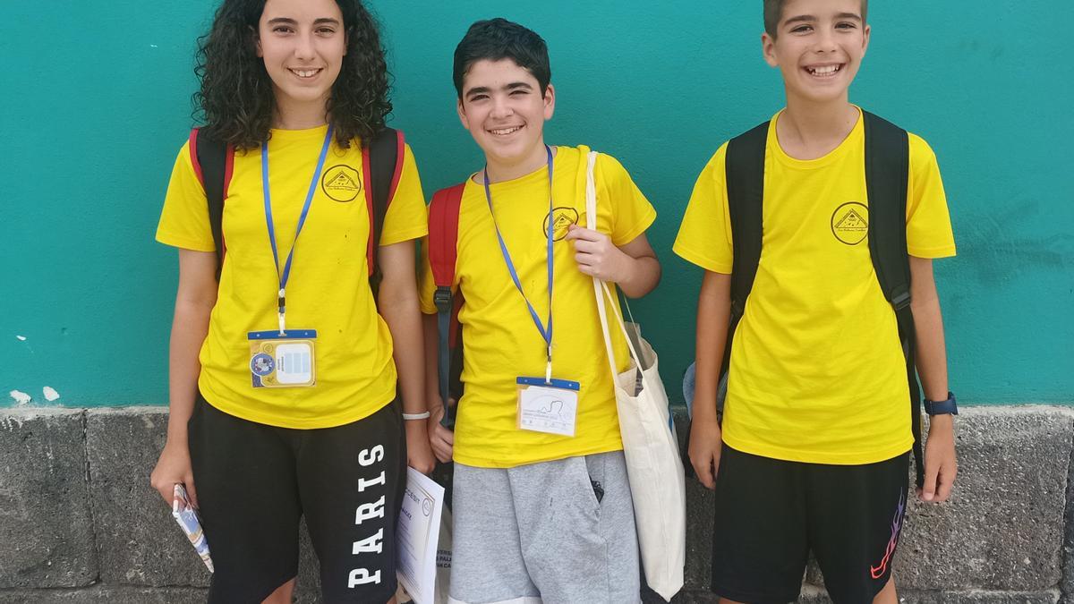 Ganadores canario de la Olimpiada de Matemáticas, Elena Pérez, Eduardo Moreno y Hugo García.